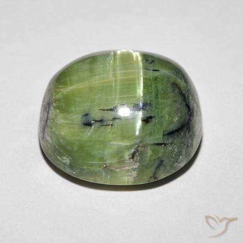 Opala Olho de Gato verde quente Natural 9.37ct, oval, Opaco