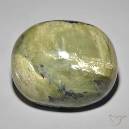 41.82ct Natural Verde amarelado Opala Olho de Gato, oval, Opaco