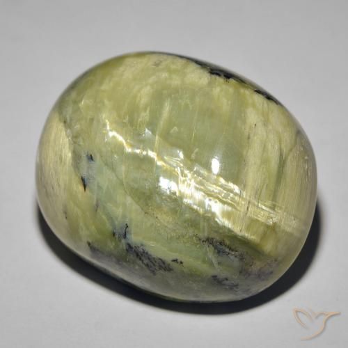 Opala Olho de Gato Verde amarelado Natural 41.82ct, oval, Opaco