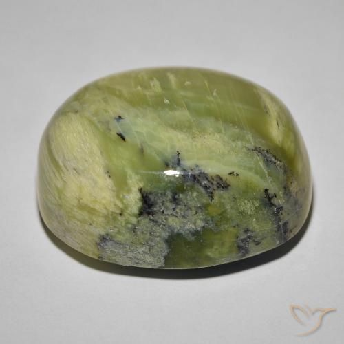 Opala Olho de Gato Verde amarelado Natural 41.82ct, oval, Opaco