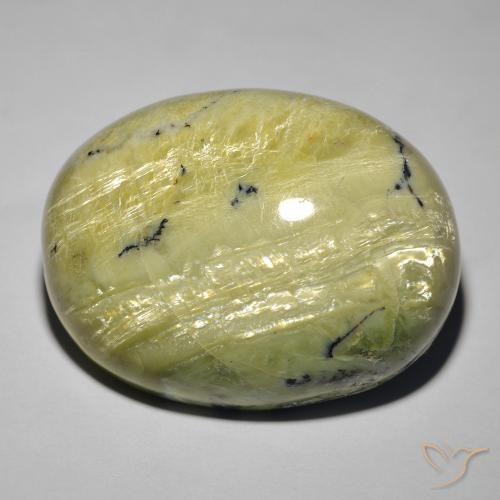 36.45ct Natural Verde amarelado Opala Olho de Gato, oval, Opaco
