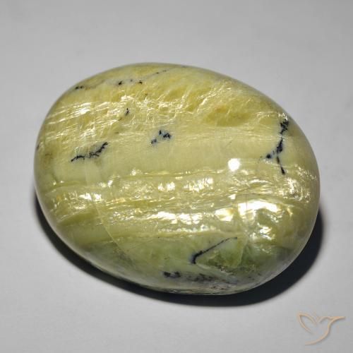Opala Olho de Gato Verde amarelado Natural 36.45ct, oval, Opaco