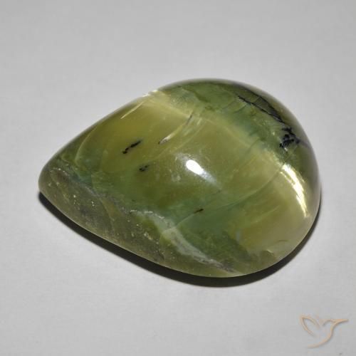 Opala Olho de Gato Verde acastanhado Natural 29.45ct, Formato de pêra, Opaco
