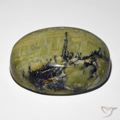 Opala Olho de Gato Terra Verde Natural 48.21ct, oval, Opaco