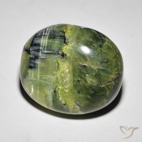 Opala Olho de Gato Verde amarelado Natural 18.85ct, oval, Opaco