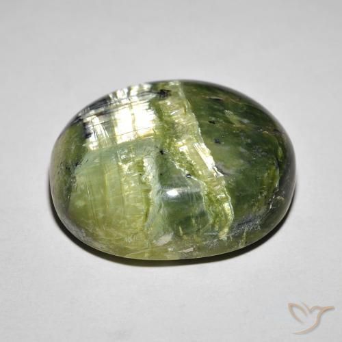 Opala Olho de Gato Verde amarelado Natural 18.85ct, oval, Opaco