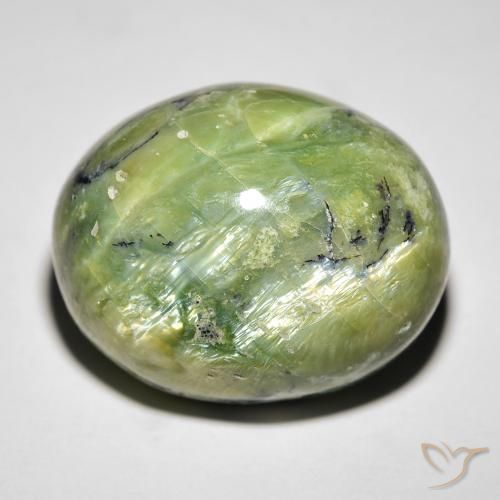 Opala Olho de Gato Verde amarelado Natural 27.05ct, oval, Opaco