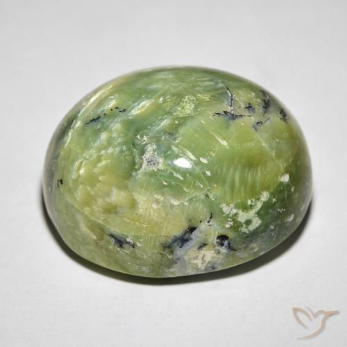 Opala Olho de Gato Verde amarelado Natural 27.05ct, oval, Opaco