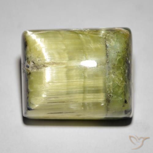 28.65ct Natural Verde médio Opala Olho de Gato, baguete, Opaco