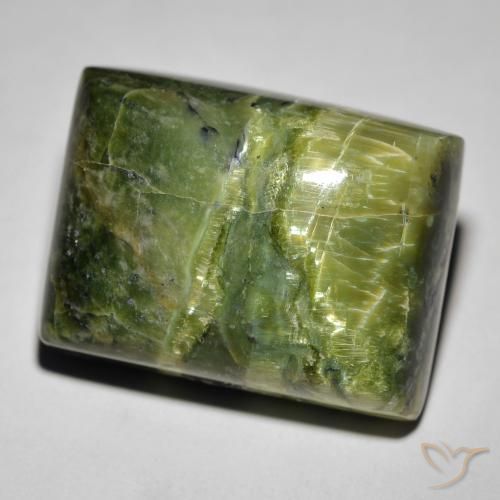 Opala Olho de Gato Terra Verde Natural 25.23ct, baguete, Opaco