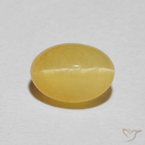 2.21ct Natural amarelo quente Opala Olho de Gato, oval, Opaco