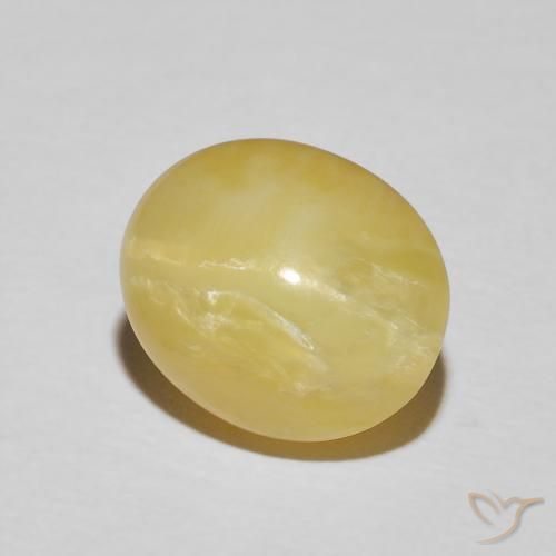 Opala Olho de Gato Amarelo Terroso Claro Natural 5.98ct, oval, Opaco