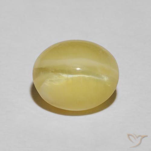 3.43ct Natural Amarelo claro Opala Olho de Gato, oval, Opaco