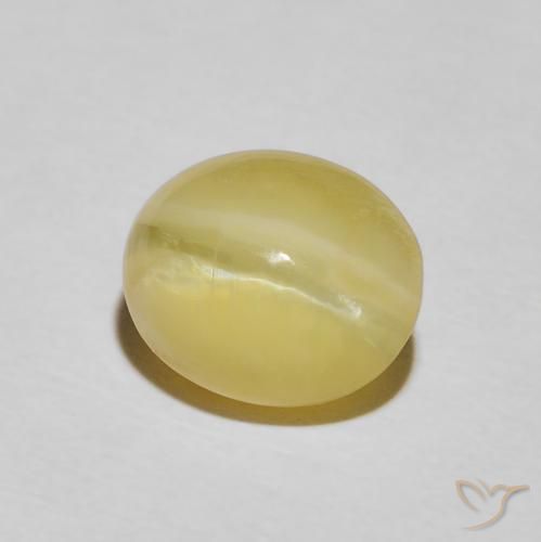 Opala Olho de Gato Amarelo claro Natural 3.43ct, oval, Opaco