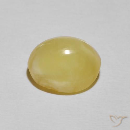 Opala Olho de Gato Amarelo claro Natural 3.43ct, oval, Opaco