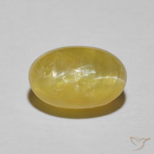 3.78ct Natural Luz amarela Opala Olho de Gato, oval, Opaco