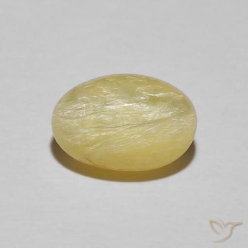 2.89ct Natural Amarelo Dijon muito claro Opala Olho de Gato, oval, Opaco
