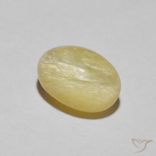 Opala Olho de Gato Amarelo Dijon muito claro Natural 2.89ct, oval, Opaco