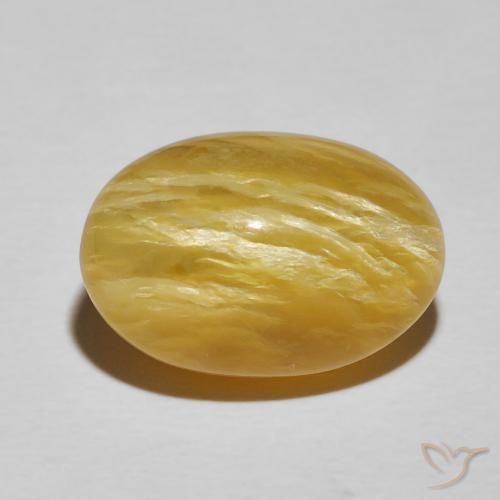 8.30ct Natural amarelo rico Opala Olho de Gato, oval, Opaco