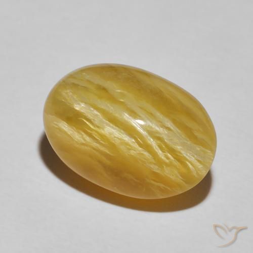 Opala Olho de Gato amarelo rico Natural 8.30ct, oval, Opaco