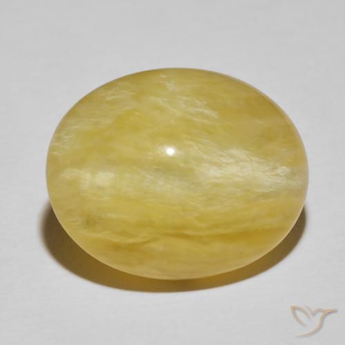 18.93ct Natural amarelo rico Opala Olho de Gato, oval, Opaco