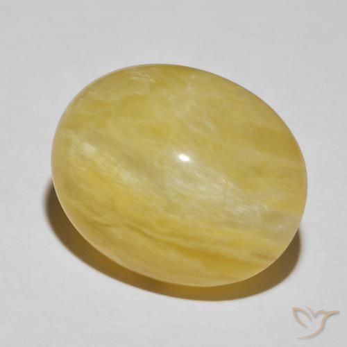 Opala Olho de Gato amarelo rico Natural 18.93ct, oval, Opaco