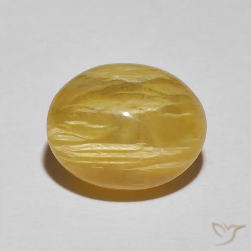 7.14ct Natural amarelo rico Opala Olho de Gato, oval, Opaco