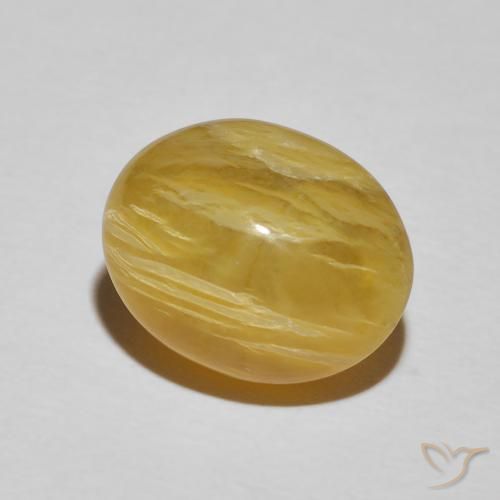 Opala Olho de Gato amarelo rico Natural 7.14ct, oval, Opaco