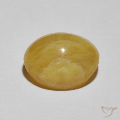 Opala Olho de Gato amarelo rico Natural 7.14ct, oval, Opaco