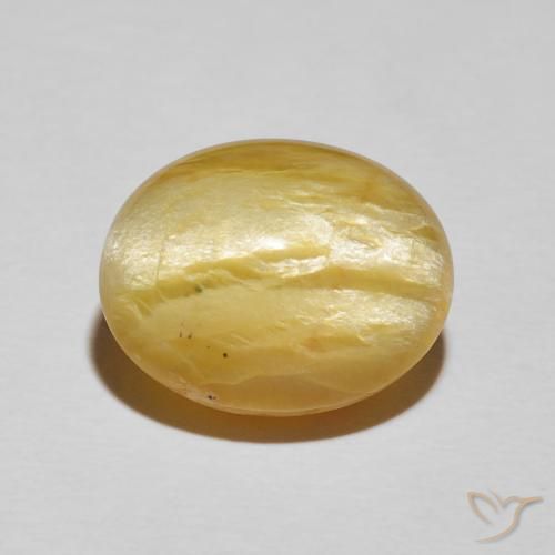 8.78ct Natural amarelo médio Opala Olho de Gato, oval, Opaco