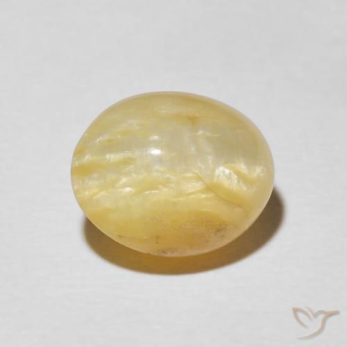 3.43ct Natural amarelo médio Opala Olho de Gato, oval, Opaco