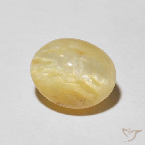 Opala Olho de Gato amarelo médio Natural 3.43ct, oval, Opaco