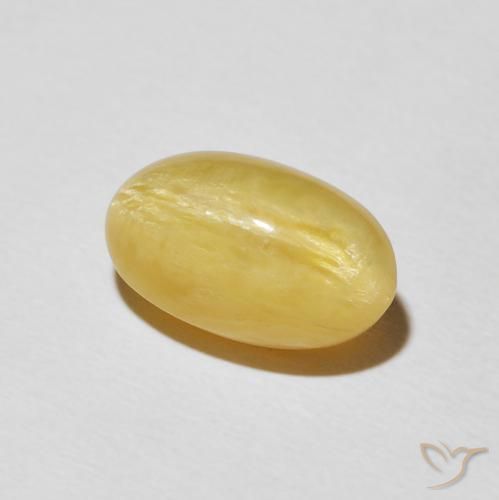 Opala Olho de Gato amarelo quente Natural 4.23ct, oval, Opaco