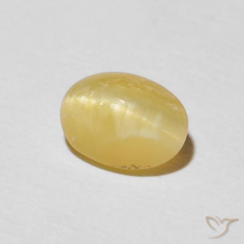 1.45ct Natural amarelo quente Opala Olho de Gato, oval, Opaco