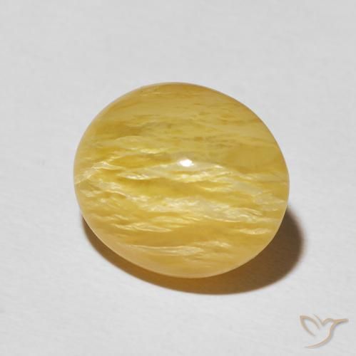 Opala Olho de Gato Goldenrod amarelo Natural 6.32ct, oval, Opaco