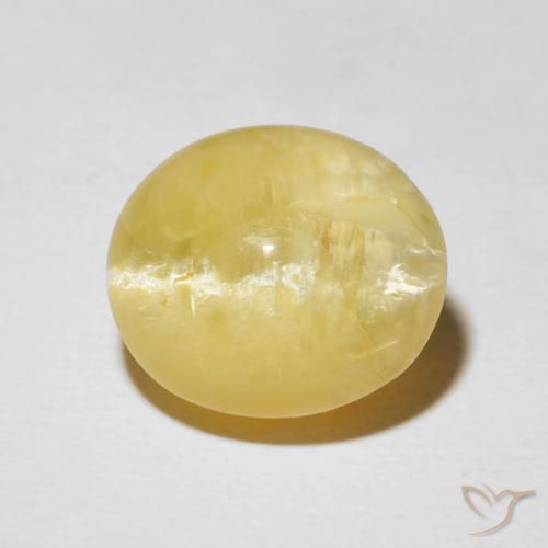 5.87ct Natural Luz amarela Opala Olho de Gato, oval, Opaco