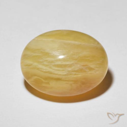 20.55ct Natural amarelo médio Opala Olho de Gato, oval, Opaco
