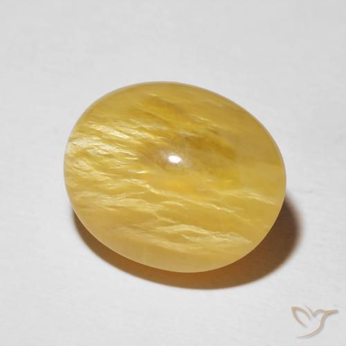 Opala Olho de Gato Goldenrod amarelo Natural 10.02ct, oval, Opaco