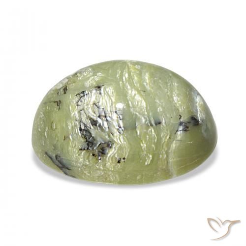Opala Olho de Gato Verde médio Natural 6.67ct, oval, Opaco