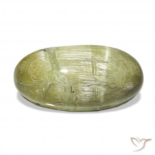 7.30ct Verde amarelado Opala Olho de Gato, oval, Opaco