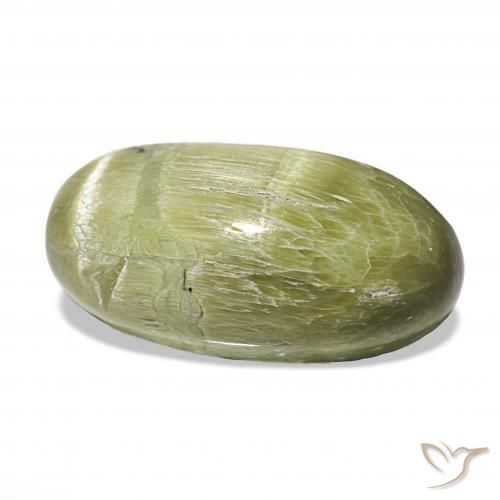 Opala Olho de Gato Verde amarelado Natural 7.30ct, oval, Opaco