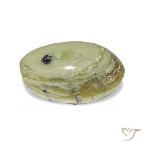 Opala Olho de Gato Verde amarelado Natural 3.02ct, oval, Opaco