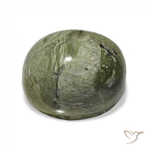 4.64ct Verde amarelado Opala Olho de Gato, oval, Opaco