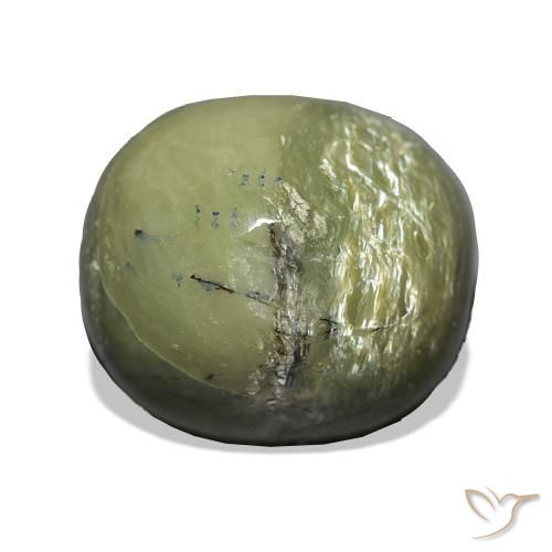 Opala Olho de Gato Verde Terroso Natural 6.79ct, Almofada, Opaco