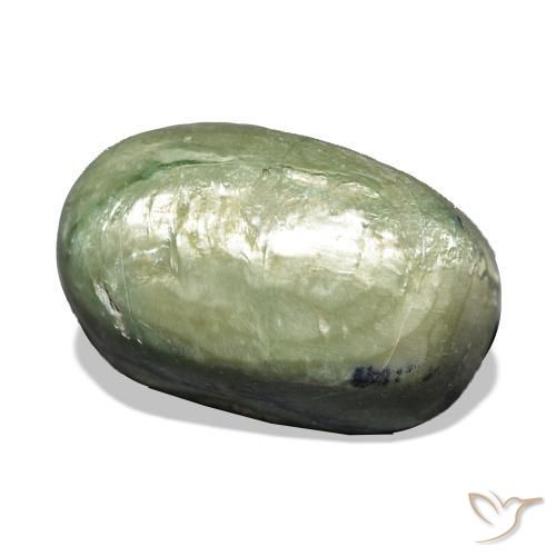 Opala Olho de Gato verde quente Natural 11.06ct, oval, Opaco
