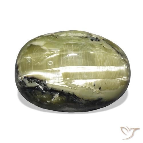 Opala Olho de Gato Verde amarelado Natural 17.06ct, oval, Opaco