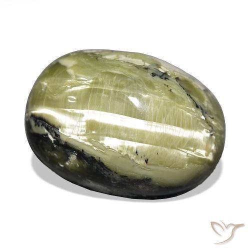 Opala Olho de Gato Verde amarelado Natural 17.06ct, oval, Opaco
