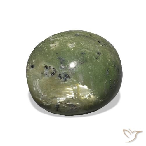 Opala Olho de Gato Verde Terroso Natural 3.41ct, oval, Opaco