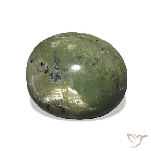 Opala Olho de Gato Verde Terroso Natural 3.41ct, oval, Opaco