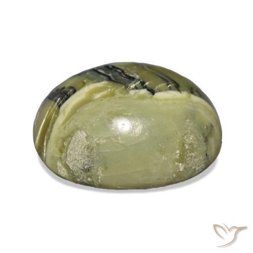 Opala Olho de Gato Verde amarelado Natural 6.94ct, oval, Opaco